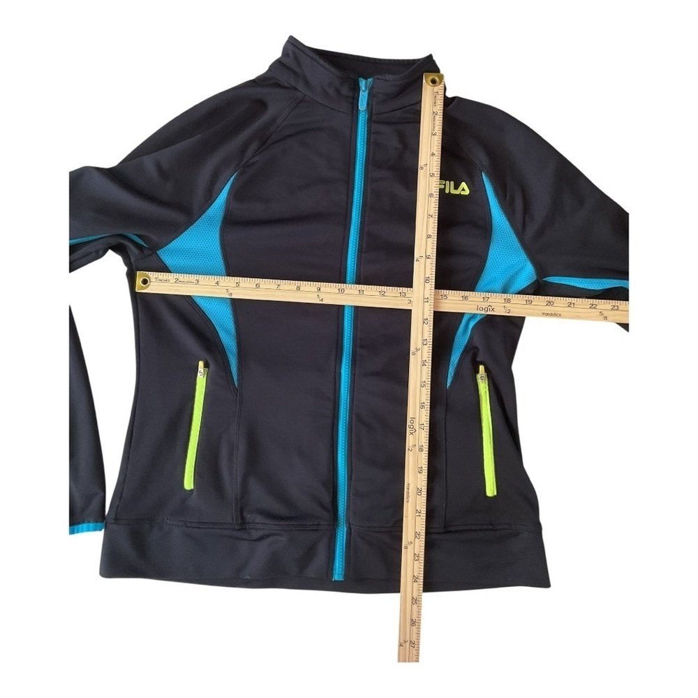 Fila Full Zip Track Jacket Size L – Black with Blue & Yellow Accents - Picture 3 of 4